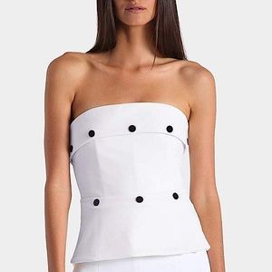 Cushnie et ochs White Coco Corset Top Small White/matte black button detail $850
